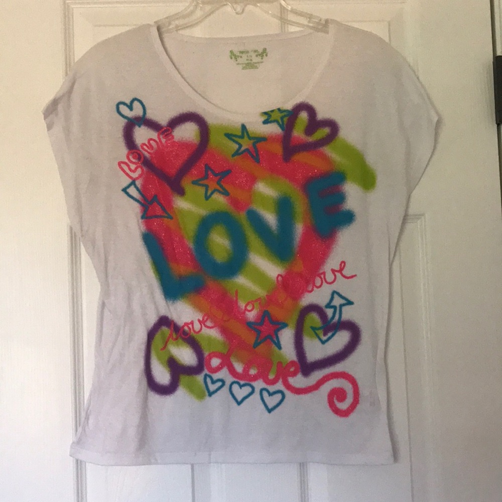💕TOTAL GIRL Love Hearts & Stars Sparkly Tee💕